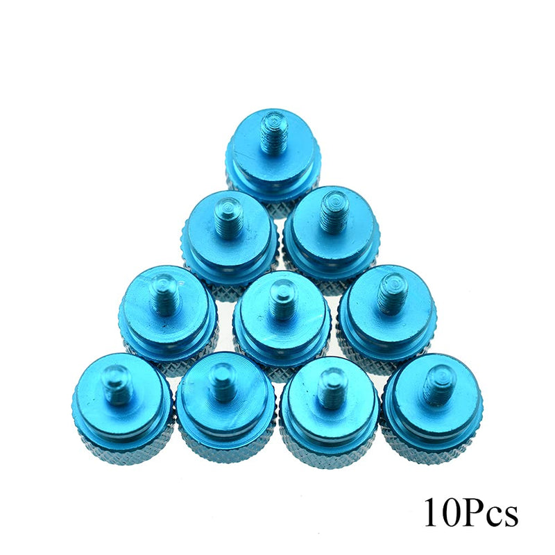 Hahiyo Anodized Aluminum Thumbscrews 6#-32 Thread Size Large Knurled Head Cage Mounts Hand Tighten Easy to Grip and Turn Not Damage Inside Sturdy for Computer Case PCI Slot Motherboard Blue 10pcs 6#-32-Blue-10Pieces