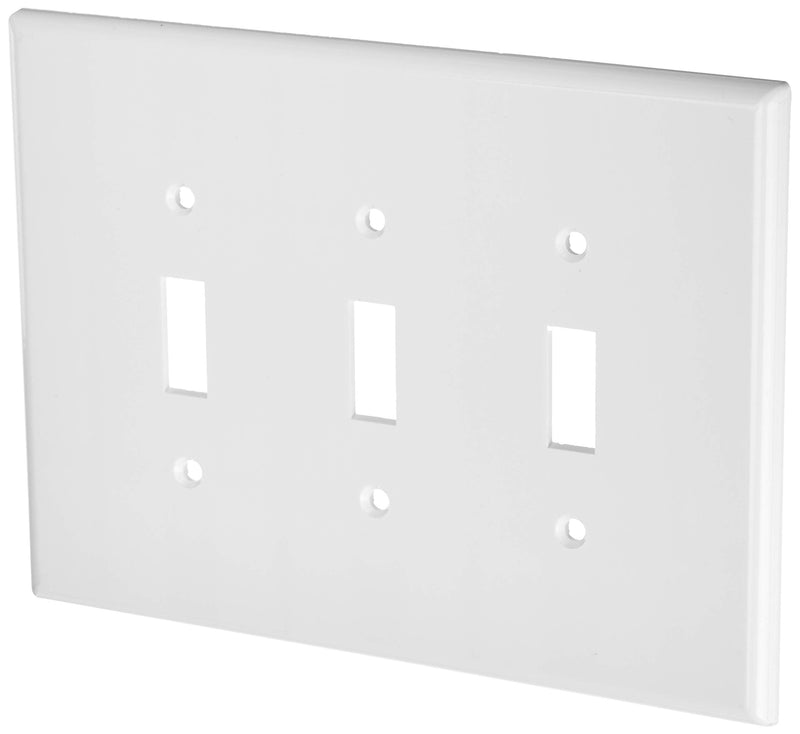 Leviton 88111 3-Gang Toggle Device Switch Wallplate, Oversized, Thermoset, Device Mount, White 1 Pack