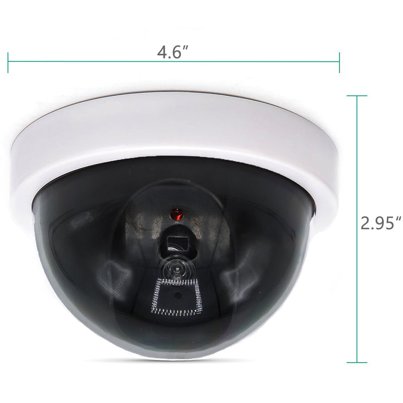 WALI Dummy Fake Security CCTV Dome Camera with Flashing Red LED Light with Security Alert Sticker Decals (SDW-2), 2 Packs, White