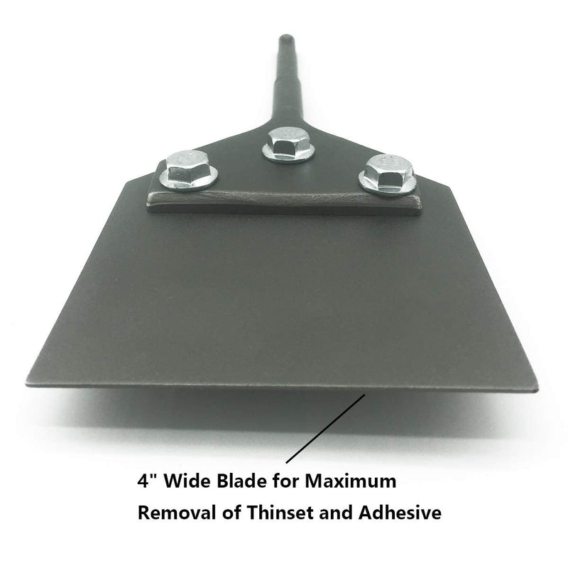 SPKLINE 4 Inch Wide SDS-Plus Floor Scraper Tile & Thinset Scaling Chisel SDS-Plus Shank 4" x 10" Thinset Scraper Adhesives Remover Wall Scraper Fits SDS-Plus Rotary Hammers and Chipping Hammer Drills