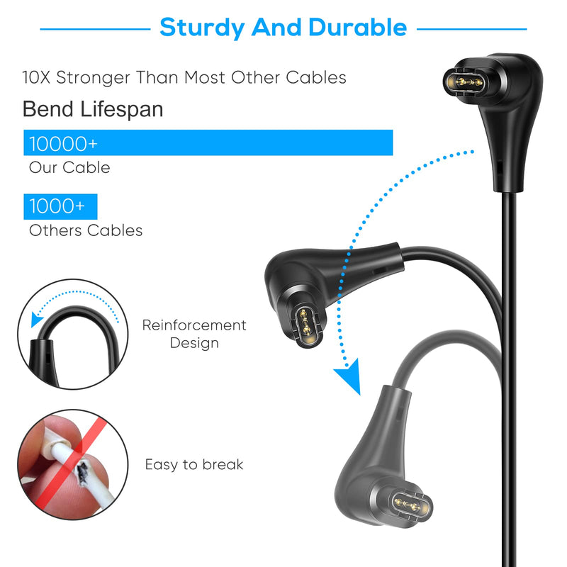 [2 Pack] Upgraded Charger for Garmin Watch, 3.3FT USB Charging Cable for Garmin Instinct, Fenix 5|5S|5X|6|6S|6X|7|7S|7X, Forerunner 245|945, Approach S10|S62|G12|S42|S40, Vívoactive 4|4S|3, Venu 2|2S