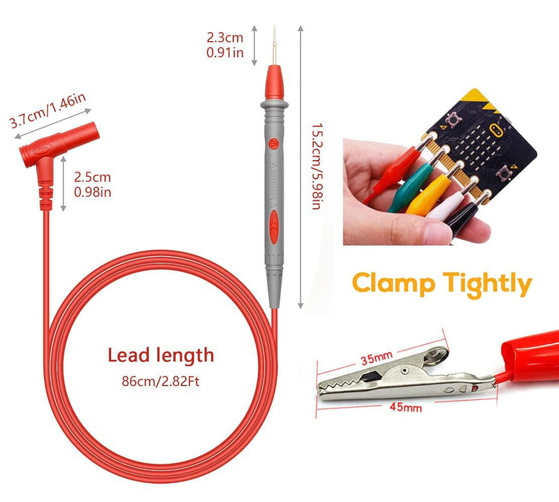 Multimeter Test Leads Banana Plug,1000V 20A Digital Multi Multimeter Test Leads with Premium Alligator Electrical Clips Lead, Electronic Test Leads Multimeter Accessories 2+10 PCS
