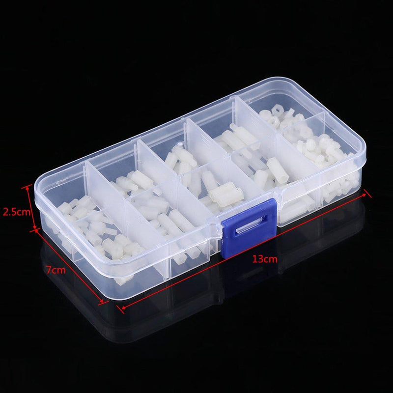 200pcs M2.5 Nylon Hex Standoff Waterproof Male Female Bolts Nuts Assortment Set with Plastic Box