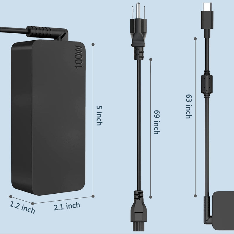 100W USB-C Power Adapter Fast Charger,Compatible with Mac Book Pro/Air 16, 15, 14, 13 Inch,Mac Book Air 13 Inch 2021 2020 2019 2018,iPad Pro,HP, Dell, Lenovo,Asus and All USB-C Device