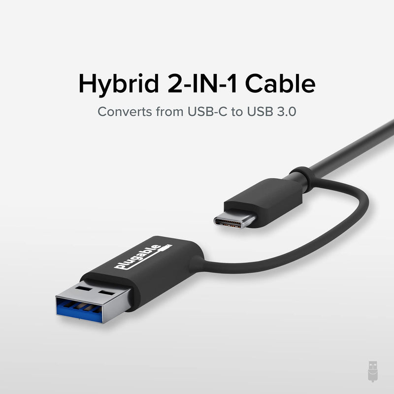Plugable 2.5G USB C and USB to Ethernet Adapter, 2-in-1 Adapter Compatible with USB C/Thunderbolt 3 or USB 3.0, USB-C to RJ45 2.5 Gigabit LAN Compatible with Mac and Windows