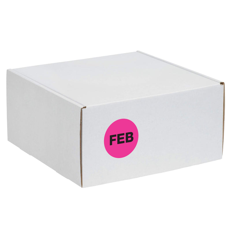 Ship Now Supply SNDL6724 Tape Logic Months of The Year Labels,"FEB", 1" Circle, Fluorescent Pink (1 Roll of 500 Labels)