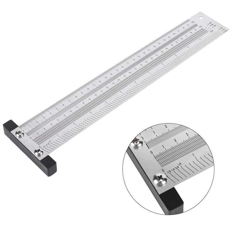 Ultra Precise Marking T-Rule Stainless Steel Marking Ruler Woodworking Scribing Gauge Carpenter Scribing Line Ruler with Mechanical Pencil(12in)