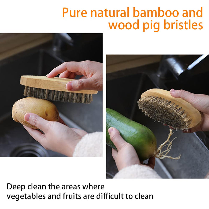 Kitchen Cleaning Brush Kit, ECO Friendly Brush Set, Wood Bottle Brush Pot Pan Brush Bamboo Dish Washing Brush Vegetable Brush