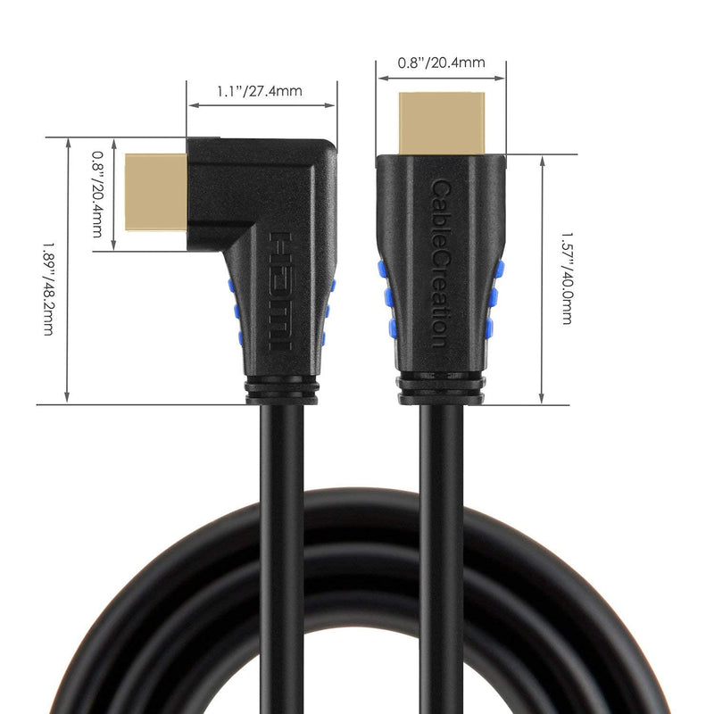 HDMI Cable, CableCreation 6 Feet Left Angle 90 Degree Vertical Left 4K HDMI 2.0 Cable, Support 4K Ultra HD, 3D Video, Ethernet, Audio Return Channel, Black 6ft