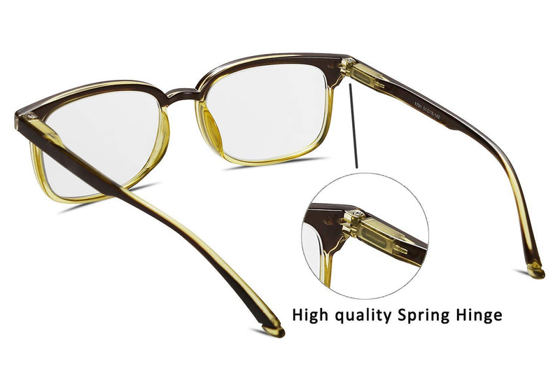 FEISEDY Progressive Multifocal Reading Glasses Blue Light blocking Reader Glasses TR90 Frame Women Men B2497 Brown-yellow 3.0 x