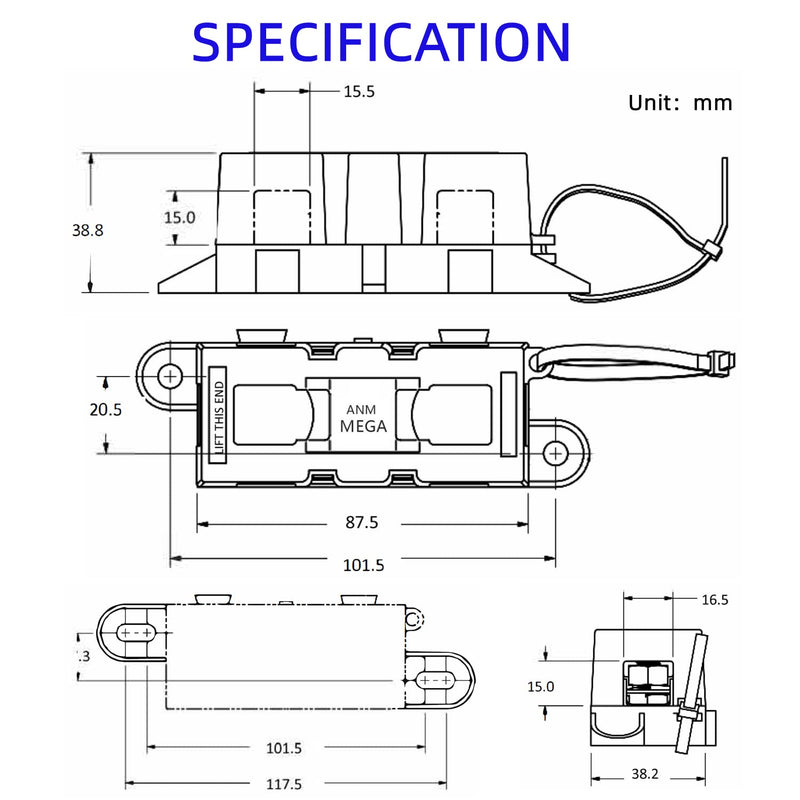 BOJACK MEGA fuse holder for MEGA fuse (2 pieces) Mega Fuse Holder