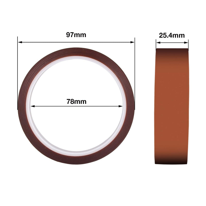 CoYlBod Kapton Tape High Temperature Tape 1 inch (25.4mm) X 36 Yds, Kapton No Residue Heat Resistant Tape for Sublimation and Heat Transfer, Masking, 3D Printing, Electric Task, Soldering, 2 Rolls 1"（25.4mm) 2 Rolls