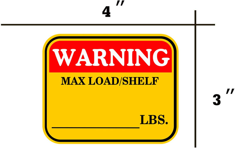 3×4 inch Caution MAX Load/Shelf LBS Sticker Bright Warning Pallet Rack Capacity Labels 60pcs Industrial Strength Cross Beam Safety Stickers for Warehouse Warehouse Pallet Racking,Forklift