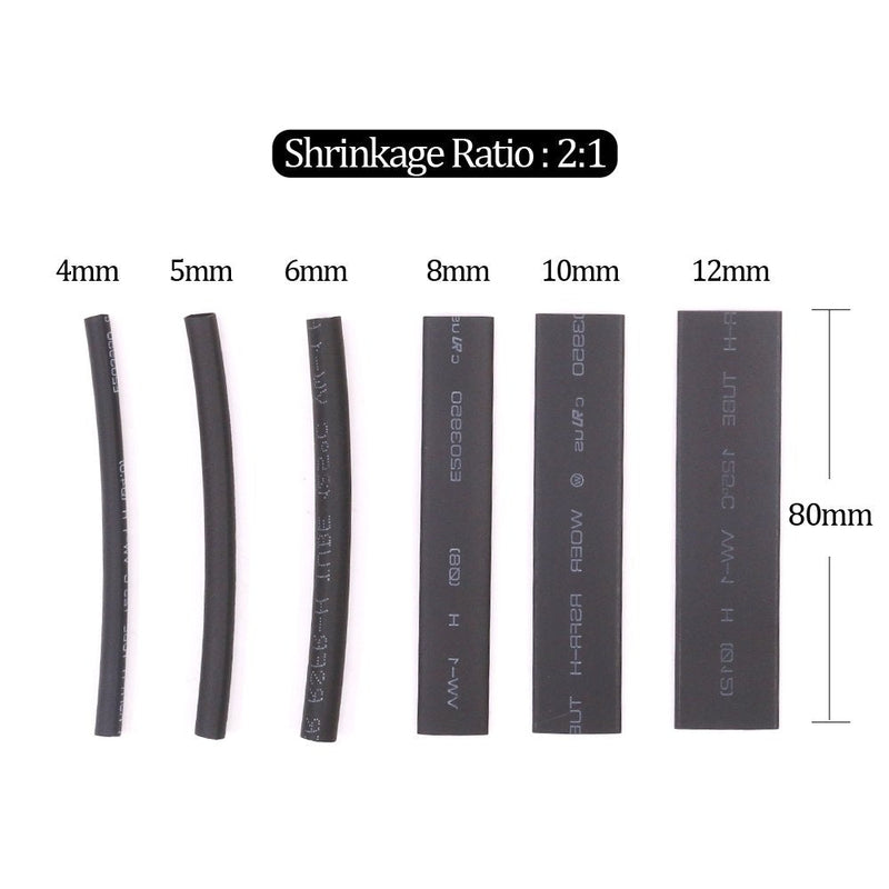 Hilitchi 245-Pcs Open Barrel Wire Crimp Copper Ring Lugs Terminal Connector with 2:1 Heat Shrink Tubing Assortment Kit - OT 5A 10A 20A 30A 40A 50A 60A 100A