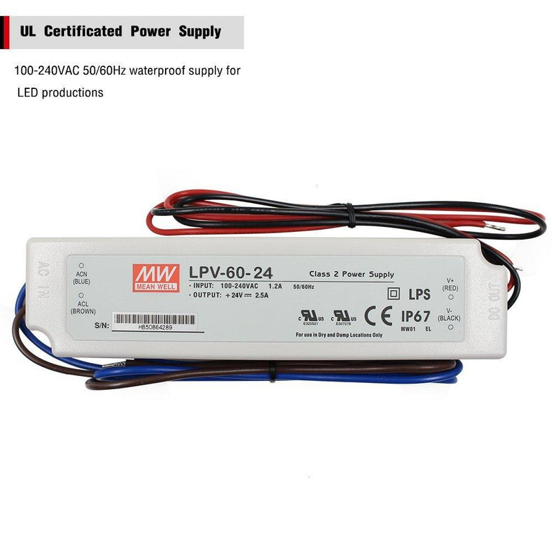 Meanwell LPV-60-24 Sealed Panel Mount 24V 0-2.50A Power Supply with LED Driver