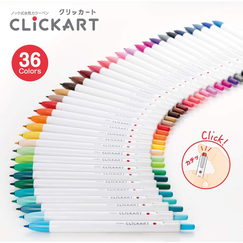 Zebra Clickart Water-Based Pen Calm Dark 12 Colors Set, Wyss22-12Cdk