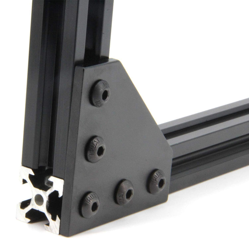 Zeberoxyz 10PCS/Kit Black L Shape Corner Bracket Plate with 50PCS Screws + 50PCS T-Nuts, 5-Hole 90 Degree Joint Board Plate for 2020 Series Aluminum Profile 3D Printer Frame(10PCS Black-L with Nut) 10PCS Black-L with Nut