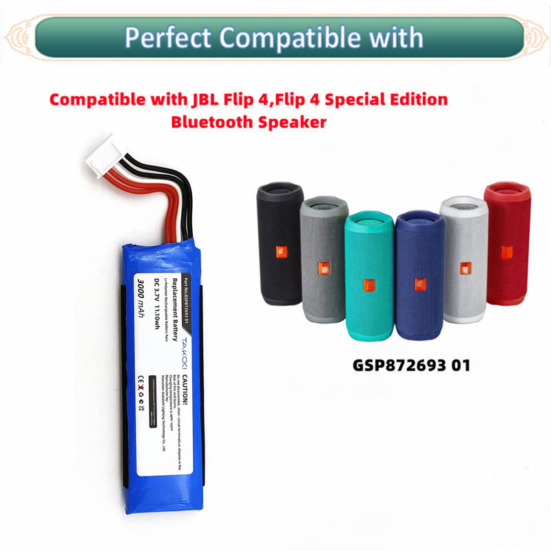 Youejoeq GSP872693 01 Battery Replacement Battery for JBL Flip 4, Flip 4 Special Edition Speaker(3000mAh)