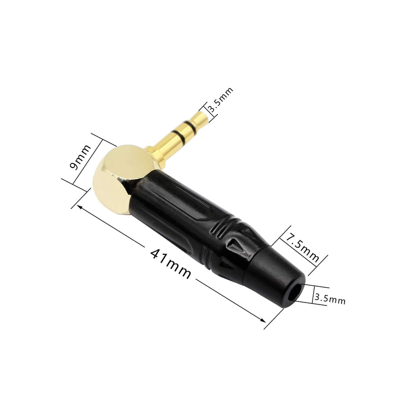 Replacement TRS Male Plug 3 Pole Right Angle 3.5mm Solder Type DIY Audio Cable Connector YOUCHENG for Repair Headphones Headset Black(2-Pack) é»‘è‰²