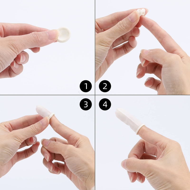 300 Pcs Fingertips Protective Finger Cots Small Finger Cots White Disposable Finger Rubber Tips for Injured Finger,Cracked Finger,Sports