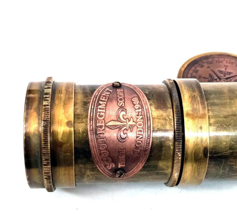 Scout Regiment Brass Telescope 19" London 1940 Broadhurt Clarkson Antique Replica Spyglass Scope High Resolution DF Lens Brilliant Magnification