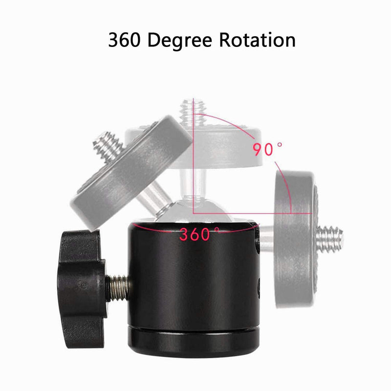 AOQIYUE Universal 1/4" Swivel Mini Ball Head Screw Tripod Mount（2 Pack）, 360 Degree Rotating Mount Base Adapter for DSLR Cameras HTC Vive Tripods Monopods Camcorder Light Stand