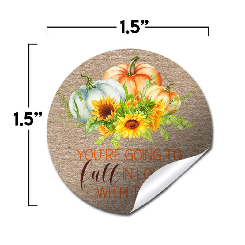 Fall Themed Sunflower & Pumpkins Thank You Customer Appreciation Sticker Labels for Small Businesses, 60 1.5" Circle Stickers by AmandaCreation, Great for Envelopes, Postcards, Direct Mail, & More!