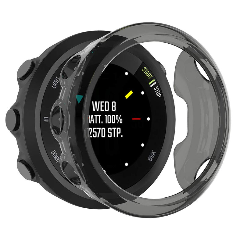 AWADUO for Garmin Forerunner 45S TPU Transparent Protective Case Cover Shell, Smartwatch Protective Case for Garmin Forerunner 45S, Soft and Durable (TPU Black) TPU Black