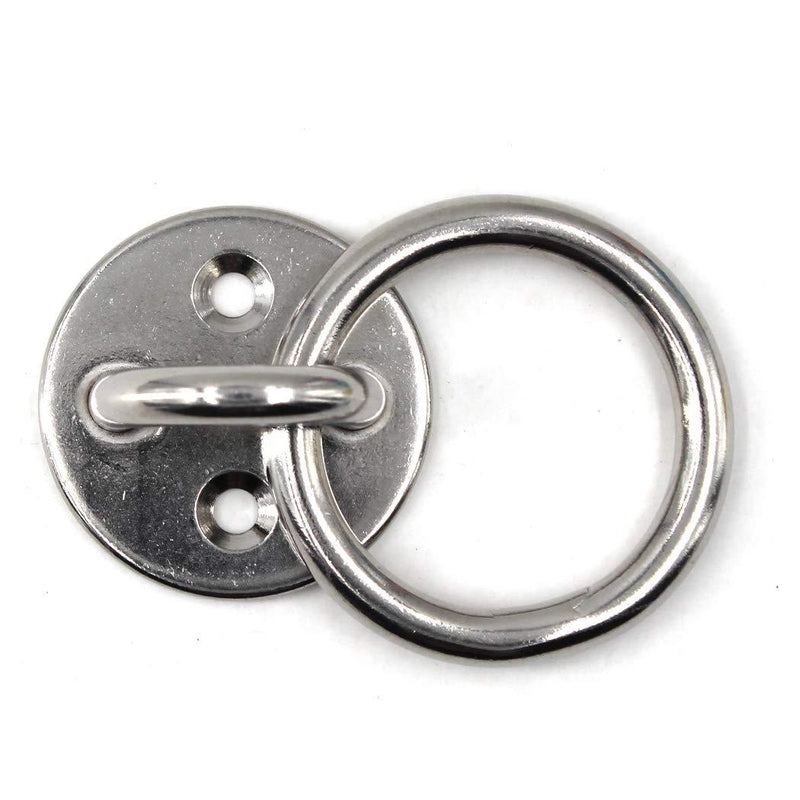 M8 Ceiling Hook Pad Eye Plate 304 Stainless Steel Wall Mount Hook Heavy Duty for Hanging (Pack of 2,Screws Included) M8 (With Ring)