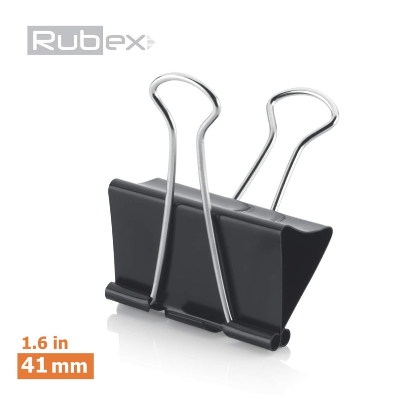 Rubex Binder Clips, Black Large Binder Clips, Jumbo Binder Clips, 1.6 Inch Paper Binder Clips, Big Metal Paper Clamps for Notebooks, Envelopes, Papers in Office, School and Home (1.6 Inch 36 Count) 1.6 Inch 36 Count