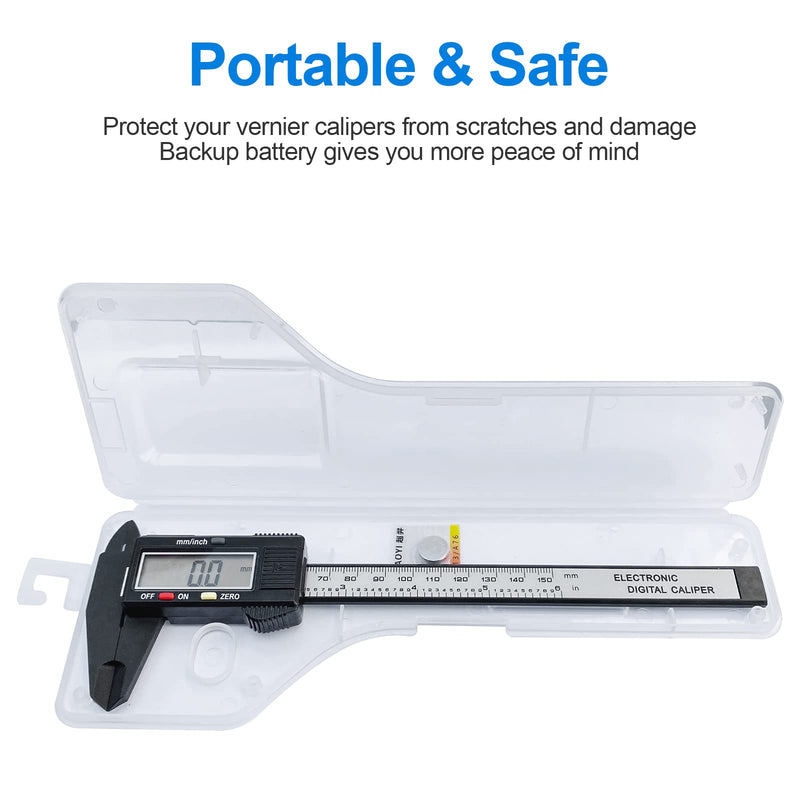 Newaner digital caliper, 150 mm/6" carbon fiber caliper digital with clear LCD and backup battery, professional caliper for outdoor, indoor, depth and step measurement