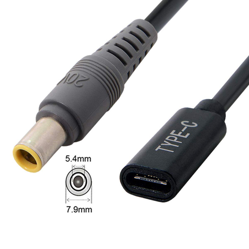 JSER Xiwai Type C USB-C Female Input to DC Power PD Charge Cable fit for Laptop 18-20V (7.9x5.4mm for HP) Black 7.9x5.4mm