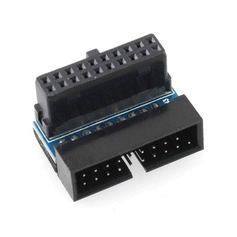 DGZZI USB 3.0 90 Degree Adapter Black USB 3.0 19Pin/20Pin Male to Female L Turn Right Angle Power Adapter Board for Motherboard Up Angled Up 90 Degree