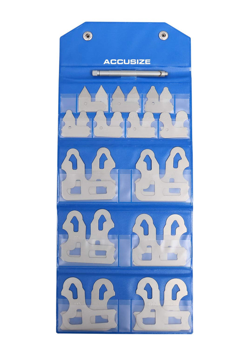 Accusize Industrial Tools 26 Pc Radius Gauge Set Metric 0.5 mm -13.0 mm Gauges with Holder, 3602-5026