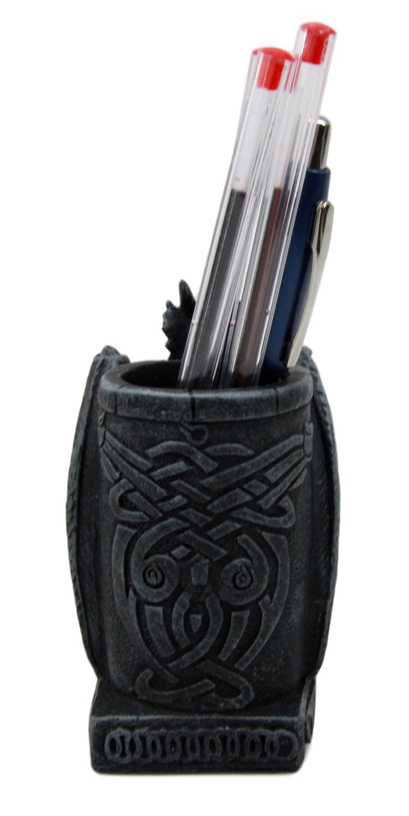 Ebros Medieval Fantasy Smaug Dragon Stationery Holder Statue Gothic Dragons Organizer Office Desktop Pen Pencil Holder Figurine 4.75" Tall Gothic Gargoyle Sentry