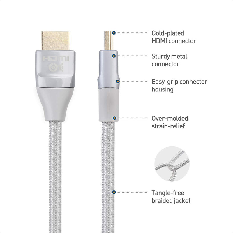 Cable Matters Premium Braided 48Gbps Ultra HD 8K HDMI Cable with HDR for PS5, Xbox Series X/S, RTX3080 / 3090, RX 6800/6900, Apple TV, and More - 2m, 6.6 Feet 6.6 ft