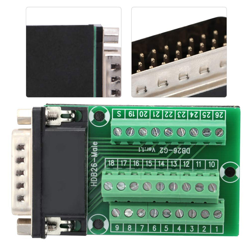 26-pin DB26 breakout board D-SUB male to PCB terminal signals connector