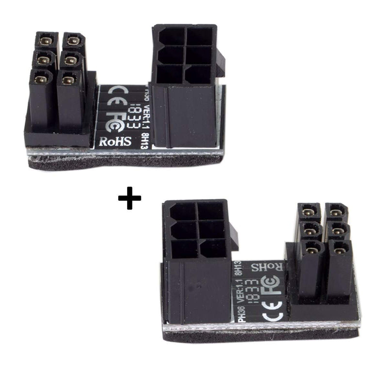 Chenyang 1set ATX 6Pin Female to 6pin Male 180 Degree Angled Power GPU Adapter for Desktops Graphics Card
