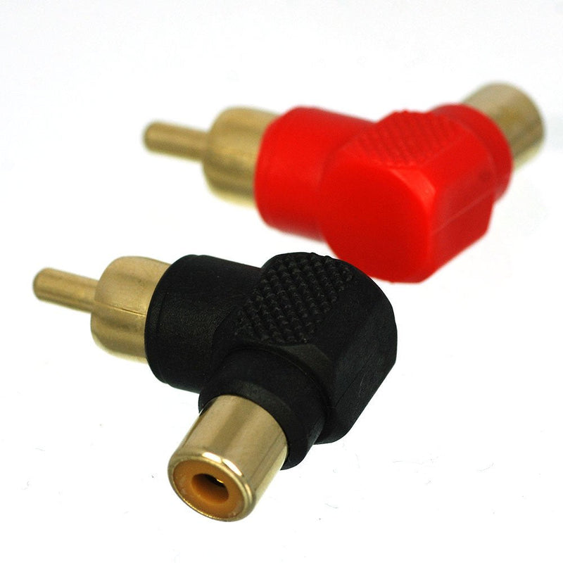CESS Right Angle Connector RCA Male Plug to RCA Female 90 Degree Elbow (jcx) (4 Pack)
