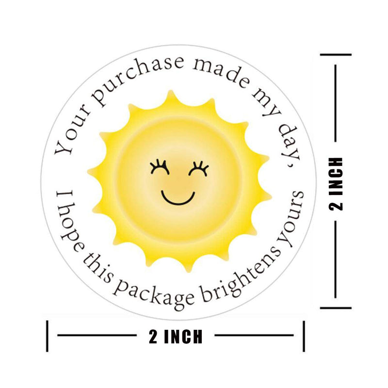 YOUOK Thank You Business Stickers - Round Yellow Sunshine Smile Face Gift Wrap Stickers for Shopping Bags/Packages/mailing Boxes, Shipping Stickers - 2 Inch 500 Total Labels