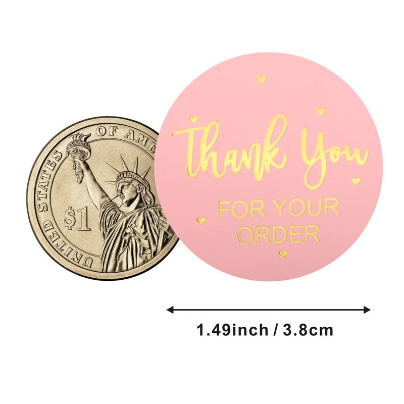 Idefair 1.5" Sticker Roll 500 PCS, Thank You Sticker Adhesive Lables for Small Business,Online Retail,Sealing Decoration (Pink) Pink