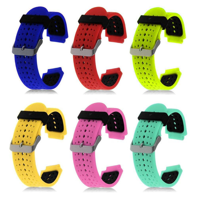 HWHMH Colorful Replacement Silicone Bands with Pin Removal Tools for Garmin Forerunner 220/230/235/620/630/735XT (No Tracker, Replacement Bands Only) Pack of 6