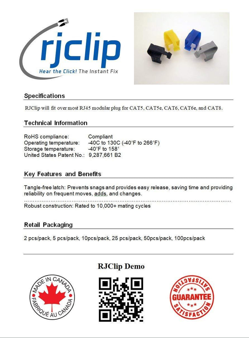 RJCLIP - Broken RJ45 Connector Solution (25 PCS) (Black)