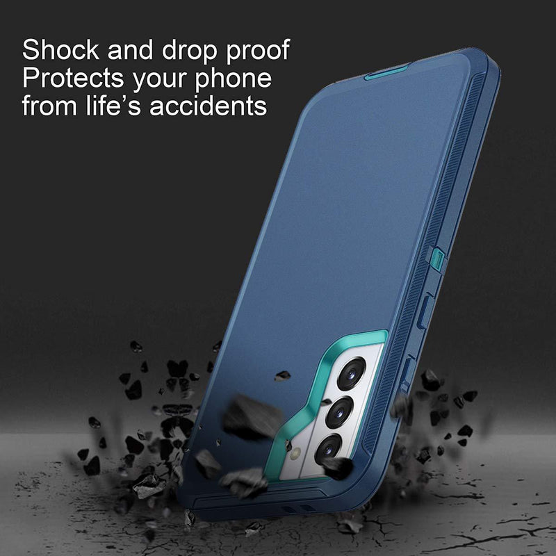 I-HONVA for Galaxy S21 5G Case Shockproof Dust/Drop Proof 3-Layer Full Body Protection [Without Screen Protector] Rugged Heavy Duty Durable Cover Case for Samsung Galaxy S21 5G 6.2 2021, Blue