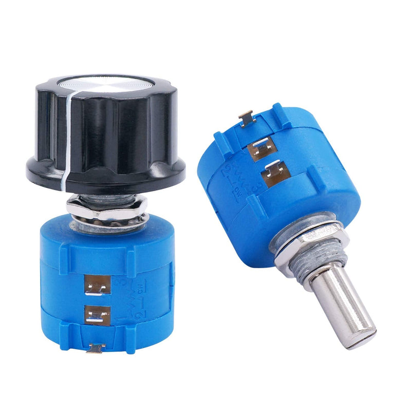 Taiss/2pcs potentiometer 10k Ohm 10-speed rotary wire, precision multi-gang wire, adjustment resistor + 2pcs button 3590S-2-103L