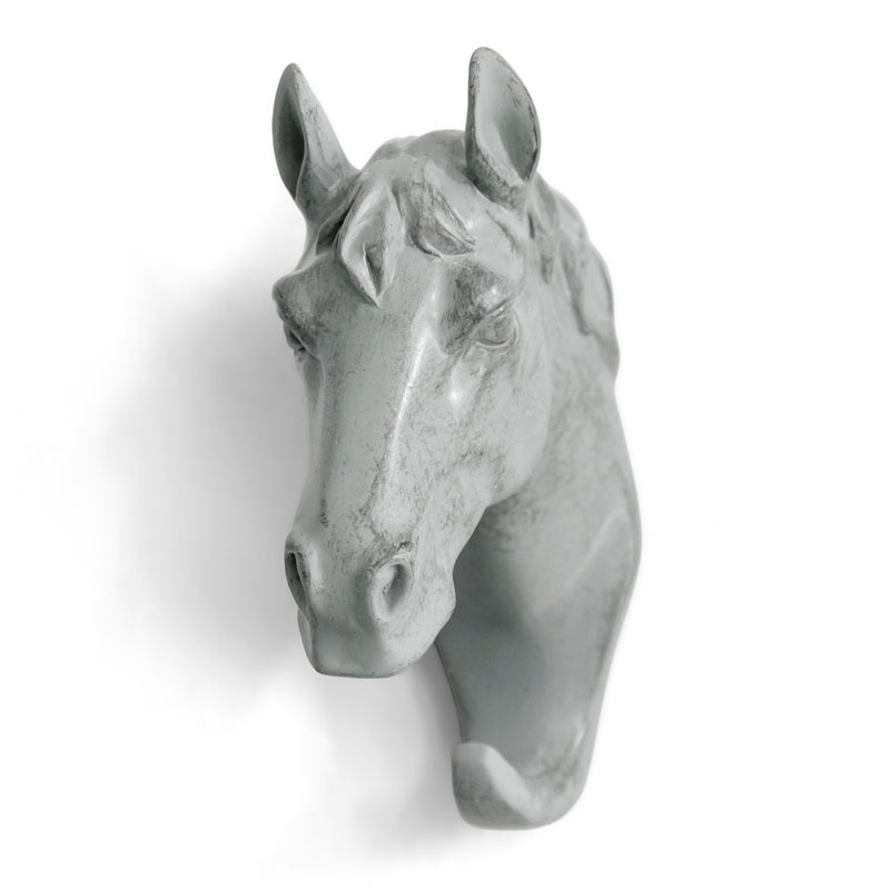 HERNGEE Horse Head Single Wall Hook / Hanger Animal Shaped Coat Hat Hook Heavy Duty, Rustic, Decorative Gift , Grey Gray