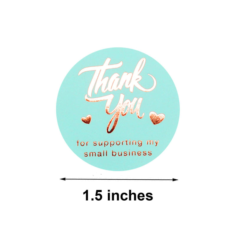 NSWDYLO Thank You Stickers Roll 500pcs 1.5” Thank You for Supporting My Small Business Stickers with 4 Designs Gold Foil Thank You Stickers Labels for Business Blue Thank You Small Business Stickers