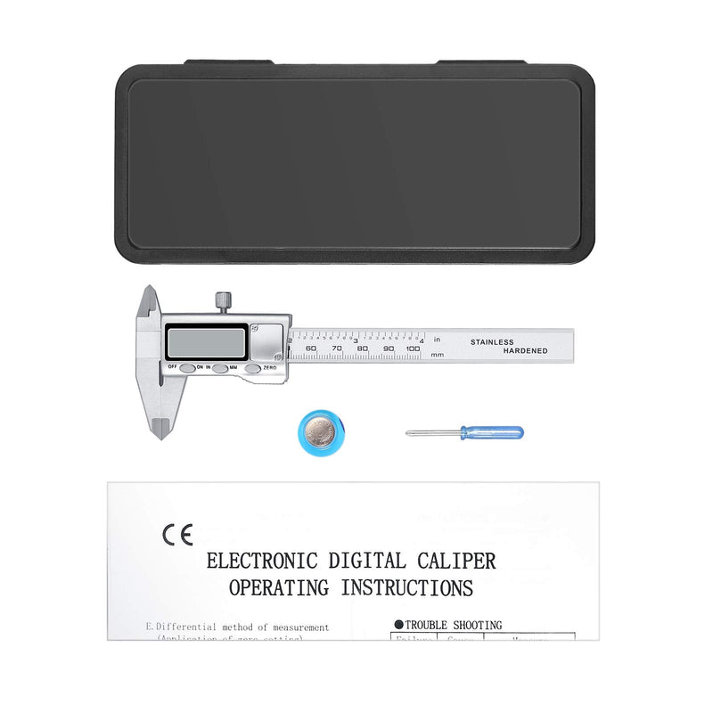 Neoteck 4 inch/100mm Digital Caliper, Stainless Steel Electronic Calipers Measuring Tool inch/mm Conversion, Large LCD Screen