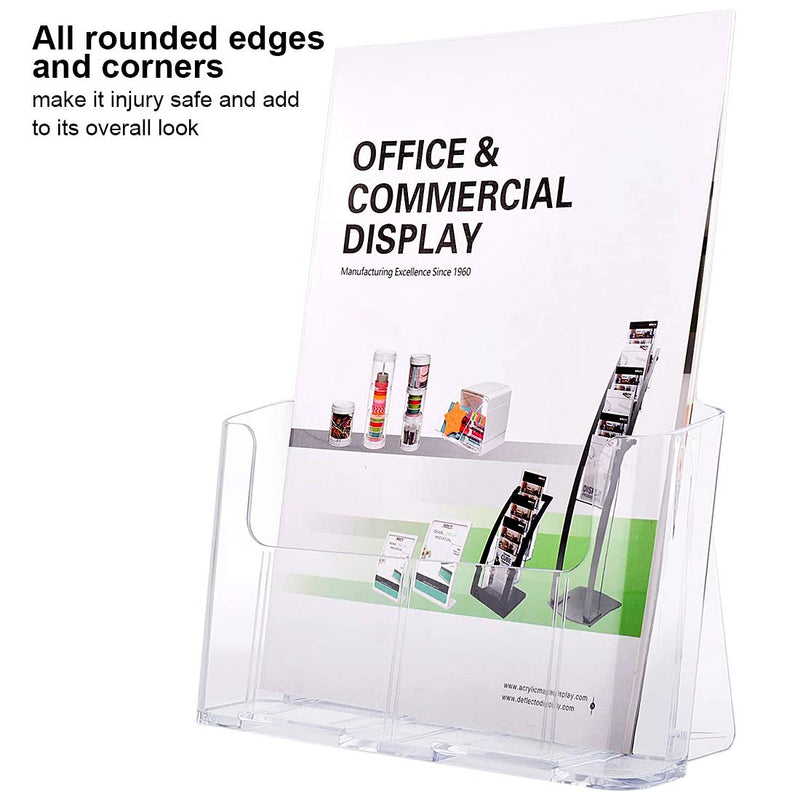 KTRIO Acrylic Brochure Holder 8.5 x 11 inches Plastic Acrylic Literature Holders Clear Flyer Holder Rack Card Holder, Magazine, Pamphlet, Booklet Display Stand Trifold Holder Desk or Wall Mount 2 Pack 8.5 x 11 inch