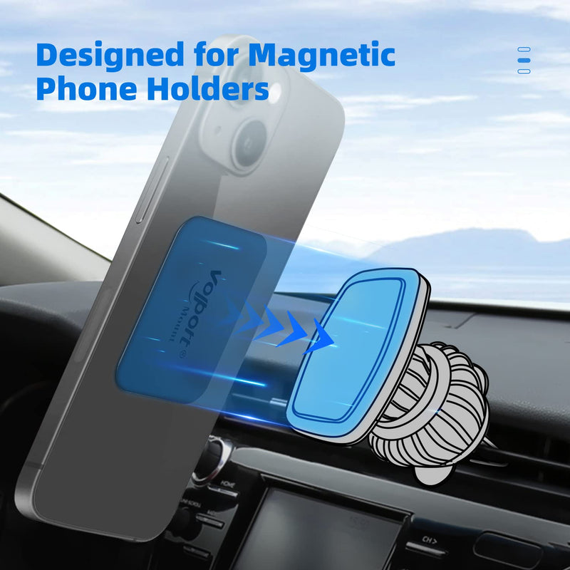 Metal Plate for Phone Magnet, 10 Pack Volport MagicPlate with 3M Adhesive Replacement for Magnetic Phone Car Mount Holder & Cradle & Stand ( Vent / CD / Windshield / Dashboard ) - Rectangle and Round